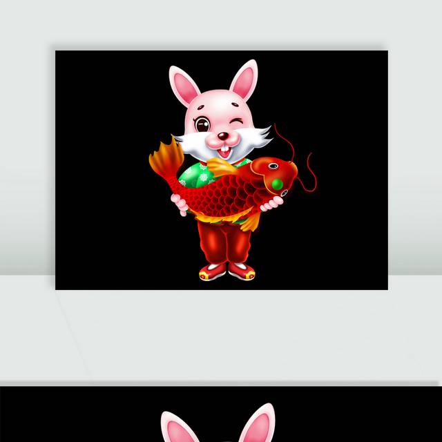 春节卡通兔子插画