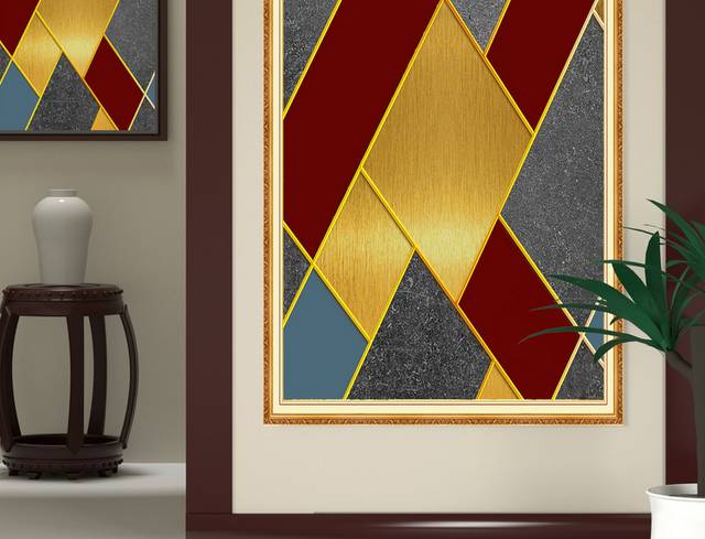 现代简约菱形色块客厅玄关画