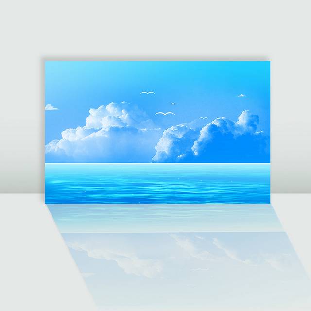 海面上的蓝天白云海鸥