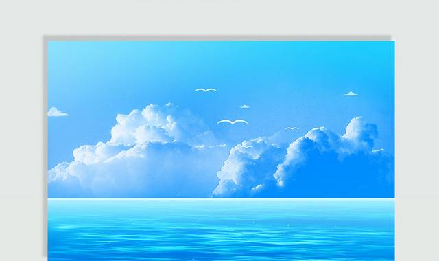 海面上的蓝天白云海鸥