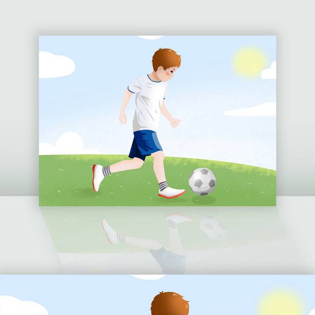 儿童踢足球卡通漫画