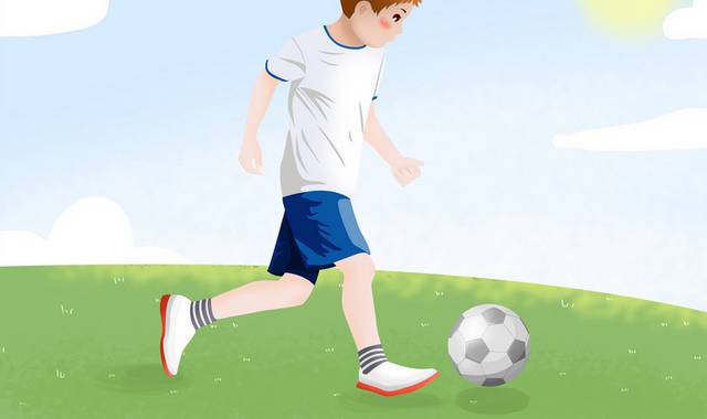 儿童踢足球卡通漫画