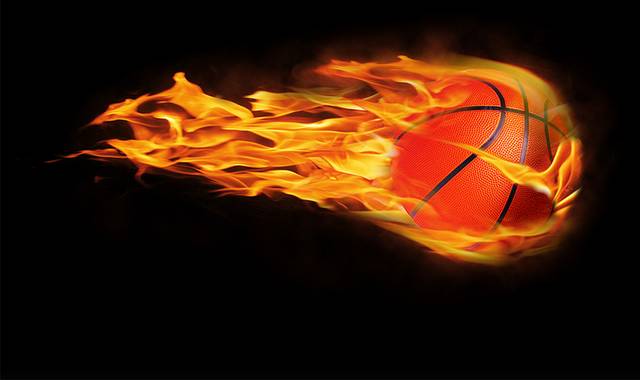 带火的篮球图片