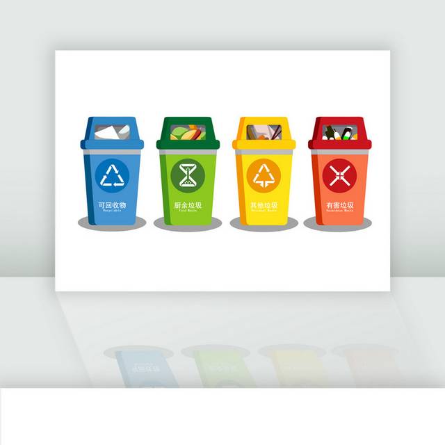 爱护环境垃圾分类垃圾桶元素