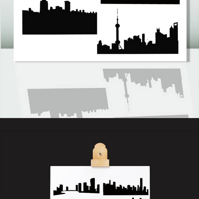 黑色城市建筑剪影