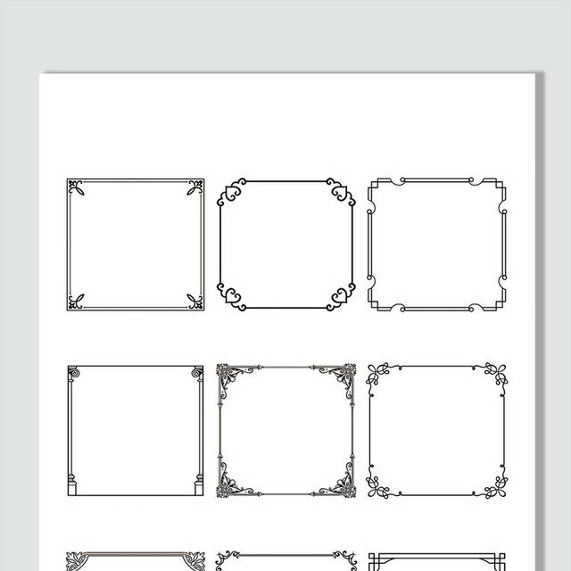 欧式花边正方形边框矢量图