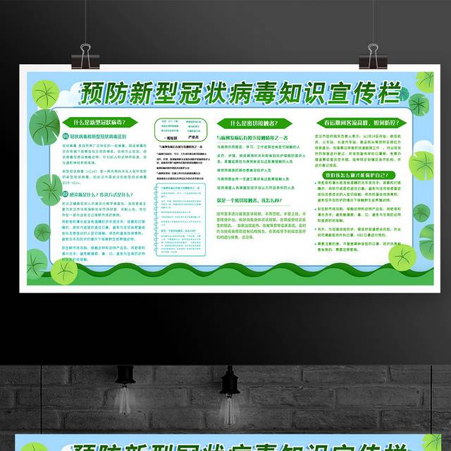 绿色预防新型冠状病毒知识宣传栏
