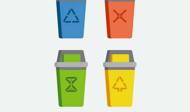 四个垃圾桶垃圾分类素材