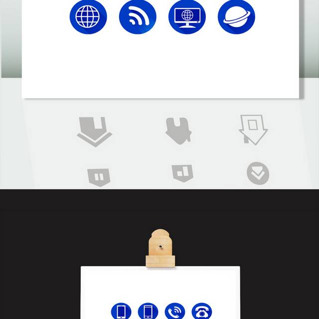 蓝色icon电话定位图标