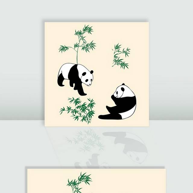 熊猫吃竹子素材