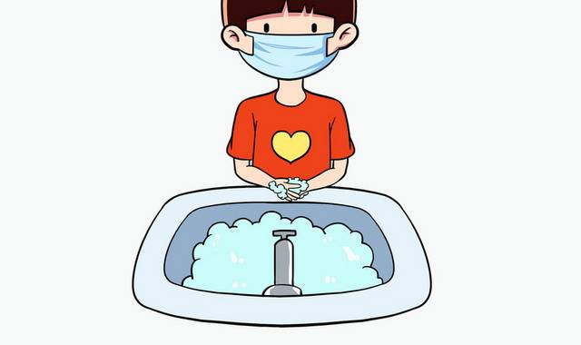 手绘卡通儿童洗手预防病毒肺炎插画