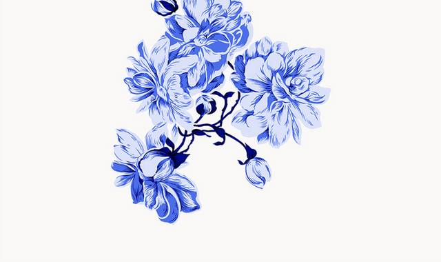 手绘青花瓷花卉图片