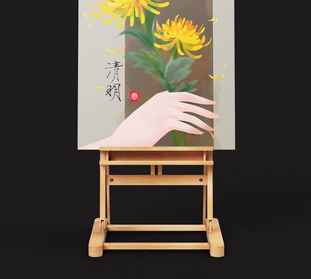 清明节扫墓祭奠插画