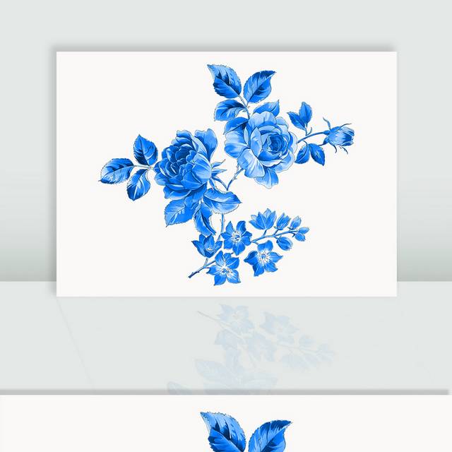 蓝色青花瓷花卉