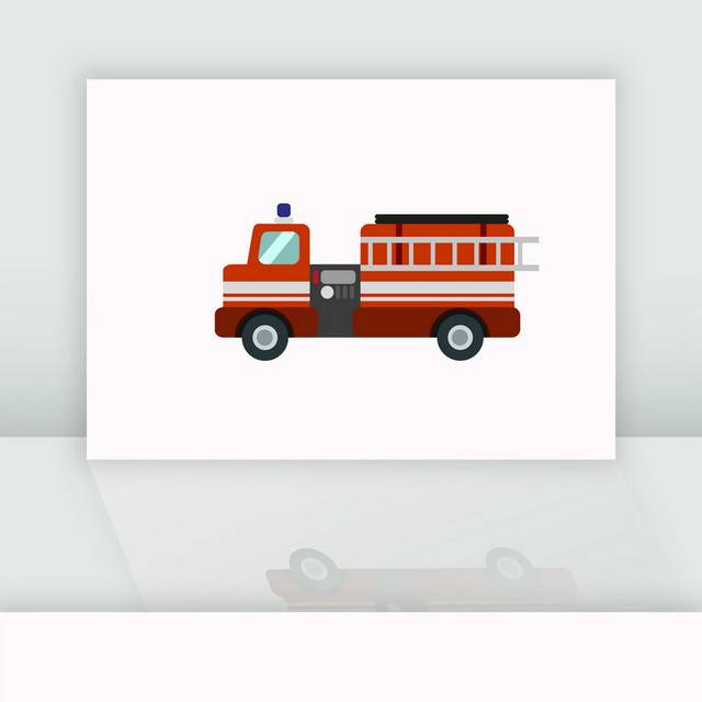 手绘一辆卡通消防车素材