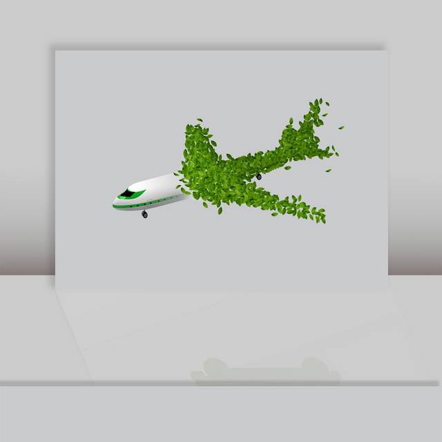 绿色飞机环保素材