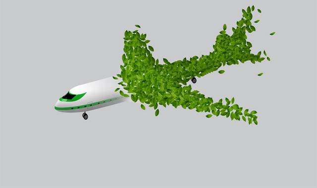 绿色飞机环保素材