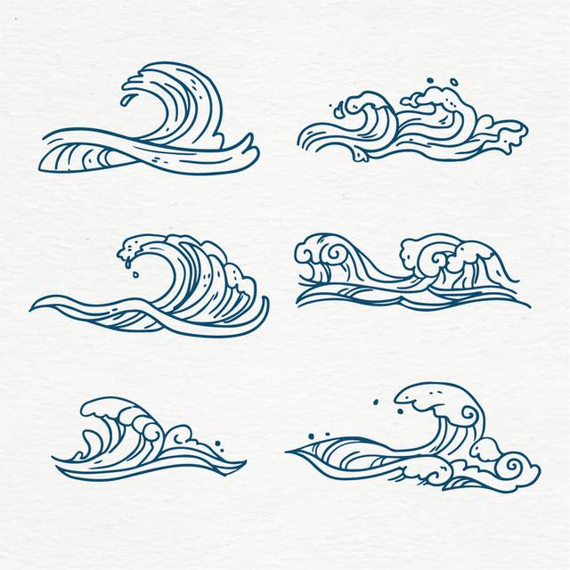 卡通海浪