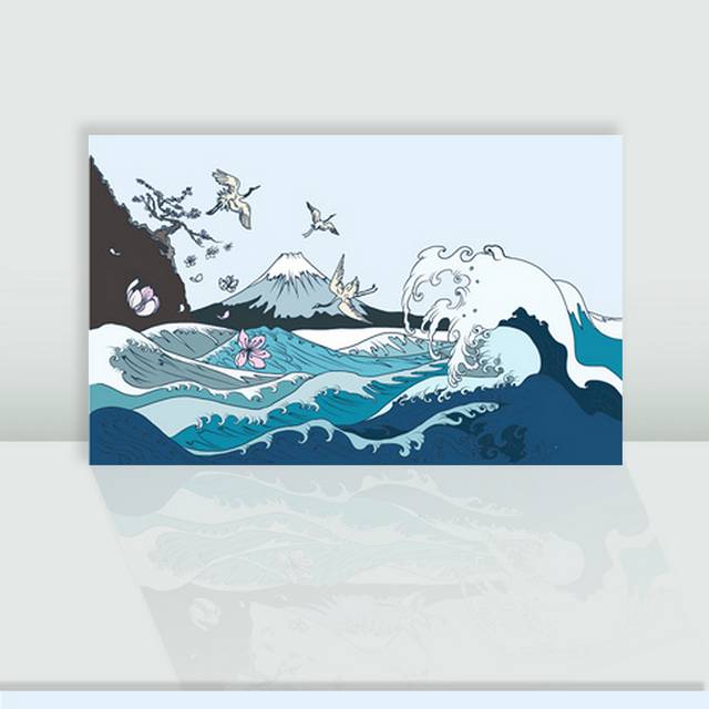 卡通海浪