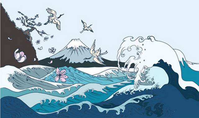 卡通海浪
