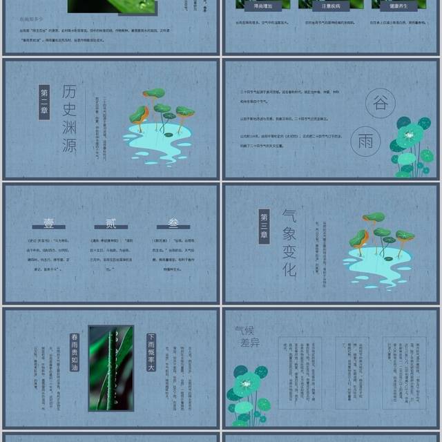 大气谷雨节气介绍PPT模板