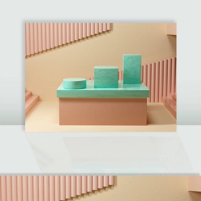 粉色清新卡通C4D立体背景