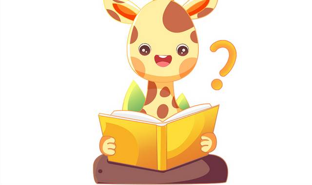 卡通可爱在看书的长颈鹿元素