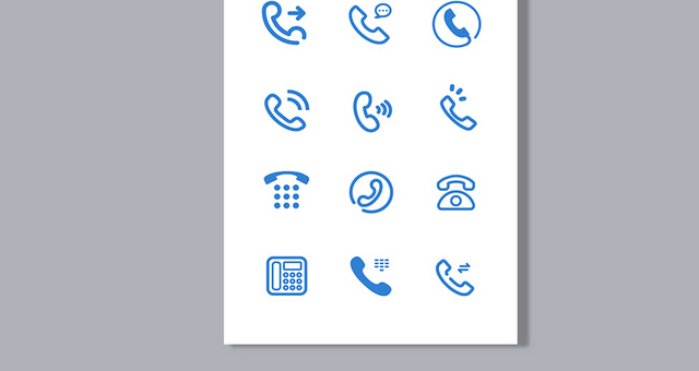  免扣蓝色扁平化简约电话图标icon