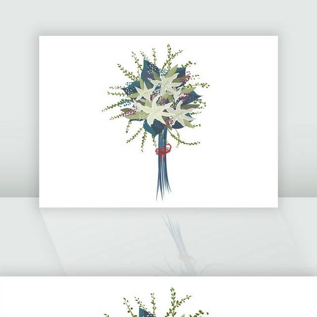 手绘卡通花卉婚礼花束百合花插画元素