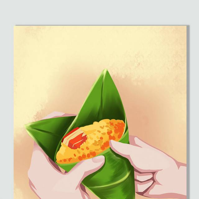 端午节吃粽子手绘插画