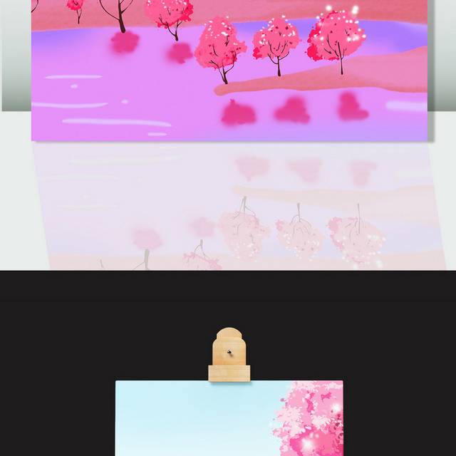 粉色小清新樱花节插画