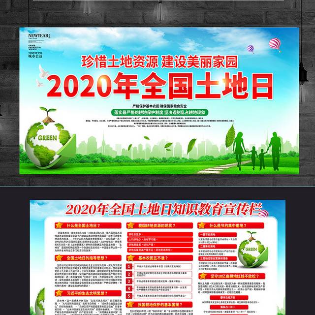 2020全国土地日宣传栏展板