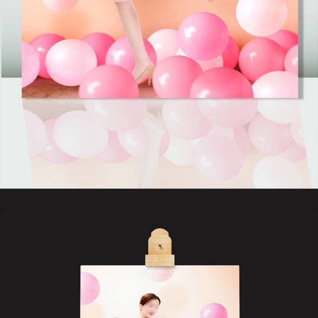 粉色气球美女背景素材