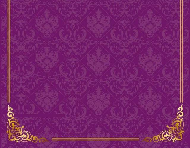 婚礼请柬紫色花纹边框