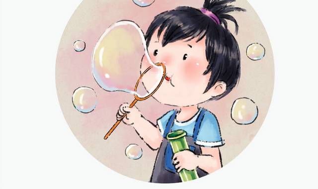 吹泡泡水的卡通小男孩61儿童节插画
