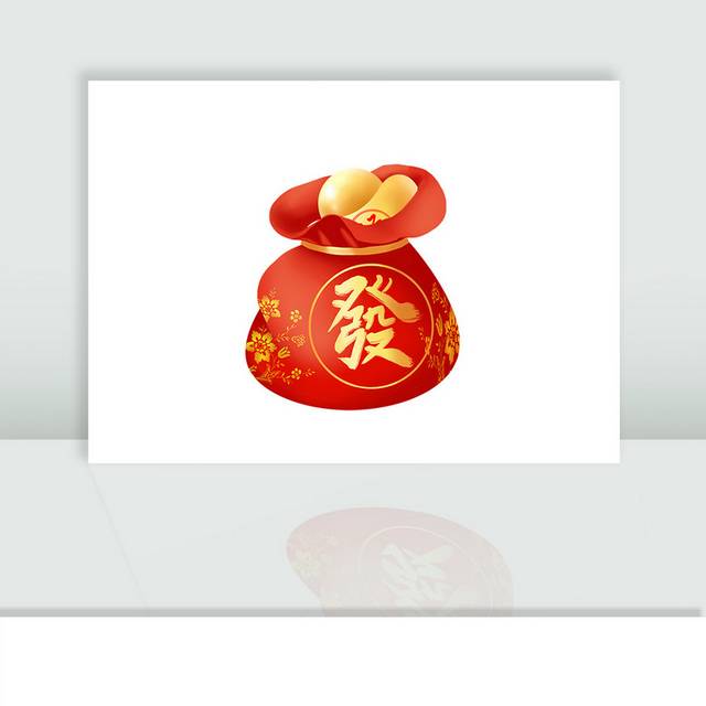 红色喜庆春节福袋金元宝素材