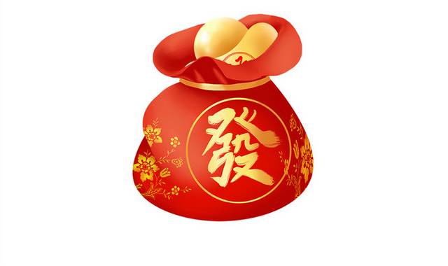 红色喜庆春节福袋金元宝素材