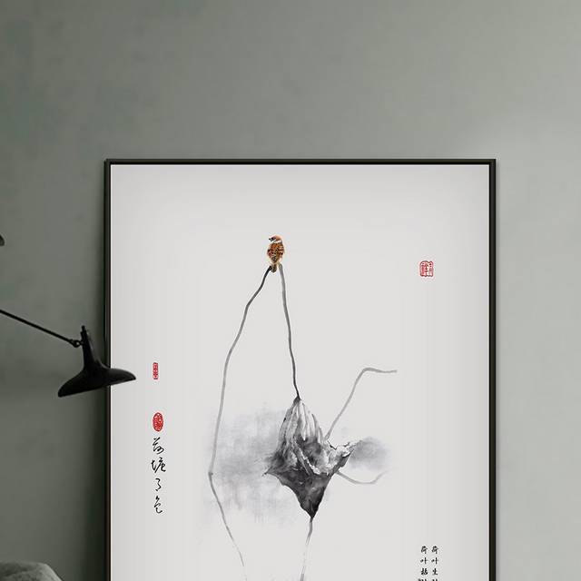 新中式水墨画装饰画模板