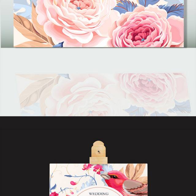 矢量花朵花卉小鸟背景图片