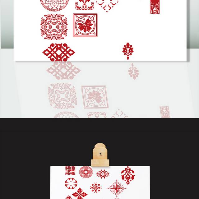 矢量红色图案花纹