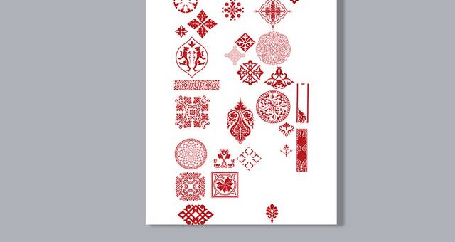 矢量红色图案花纹