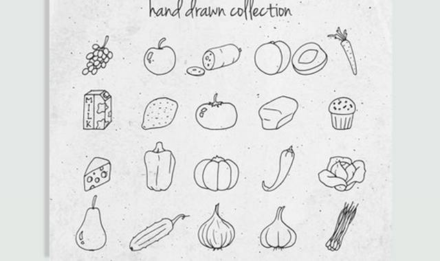 素描蔬菜水果