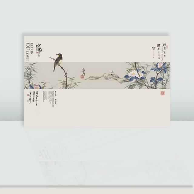 中国风工笔画花鸟图