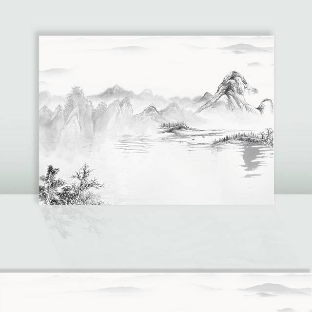 手绘山水水墨画