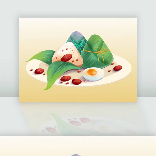 手绘端午节粽子鸭蛋插画