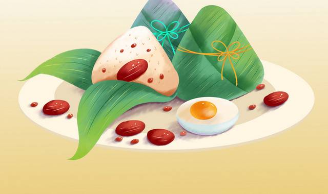 手绘端午节粽子鸭蛋插画