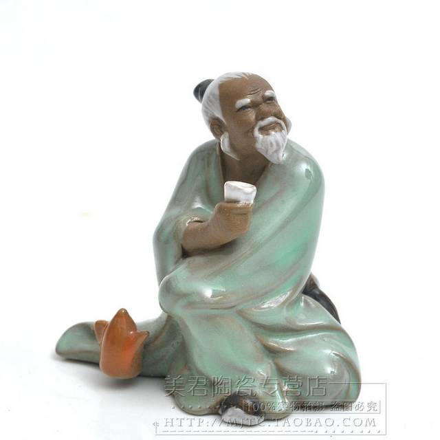 喝茶雕塑人物