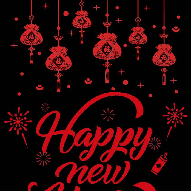 时尚新年玻璃贴