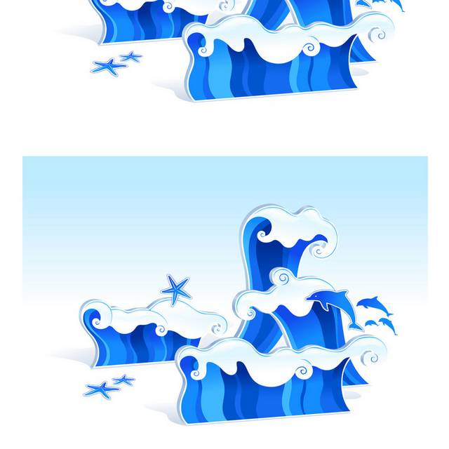 卡通海浪
