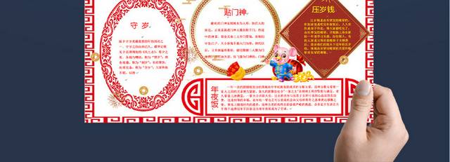 2020年中国风春节习俗小报手抄报模板